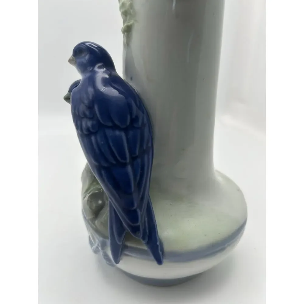 Vintage Porcelain Vase. Representing Trees And Birds.